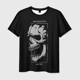 Мужская футболка 3D с принтом MOMENTO MORI   SKULL , 100% полиэфир | прямой крой, круглый вырез горловины, длина до линии бедер | 
