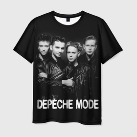 Мужская футболка 3D с принтом Depeche Mode   black  white portrait в Петрозаводске, 100% полиэфир | прямой крой, круглый вырез горловины, длина до линии бедер | Тематика изображения на принте: 80s | 80е | alternative rock | bands | depeche mode | music | pop | synthpop | алан уайлдер | альтернатива | группы | депеш мод | дэйв гаан | мартин гор | мужчины | музыка | музыканты | поп | портрет | синти поп | энди флетчер