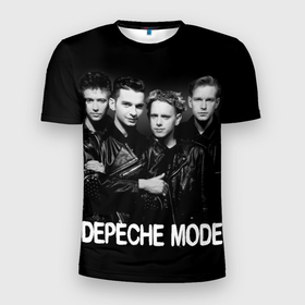 Мужская футболка 3D Slim с принтом Depeche Mode   black  white portrait в Санкт-Петербурге, 100% полиэстер с улучшенными характеристиками | приталенный силуэт, круглая горловина, широкие плечи, сужается к линии бедра | Тематика изображения на принте: 80s | 80е | alternative rock | bands | depeche mode | music | pop | synthpop | алан уайлдер | альтернатива | группы | депеш мод | дэйв гаан | мартин гор | мужчины | музыка | музыканты | поп | портрет | синти поп | энди флетчер