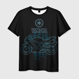Мужская футболка 3D с принтом Yamaha moto theme в Кировске, 100% полиэфир | прямой крой, круглый вырез горловины, длина до линии бедер | yamaha | байк | мотоциклы | ямаха | ямаха мото