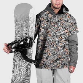 Накидка на куртку 3D с принтом Тигрово леопардовый геометрический в Новосибирске, 100% полиэстер |  | abstract | animal print | b | geometric | leopard | spotted | striped | tiger | tiger leopard | triangles | абстрактный | бежевый | геометрический | животный принт | леопардовый | модный | полосатый | пятнистый | серый | тигрово леопардовый