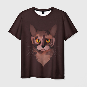 Мужская футболка 3D с принтом Кошка бурма в Петрозаводске, 100% полиэфир | прямой крой, круглый вырез горловины, длина до линии бедер | бурма | бурманская кошка | бурманский кот | бурманский котенок | кот бурма | котенок бурма | кошка бурма