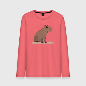 Мужской лонгслив хлопок с принтом Капибара сидит на пригорке в Екатеринбурге, 100% хлопок |  | animal | capybara | meme | memes | sweethuman | sweethumen | абстракция | арт | графика | животное | искусство | капибара | мем | мемы | разноцветный | сюрреализм | узоры | цвета