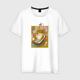 Мужская футболка хлопок с принтом Отдыхающая лягуха в ванной в Белгороде, 100% хлопок | прямой крой, круглый вырез горловины, длина до линии бедер, слегка спущенное плечо. | frog | жаба | лягуха | лягушка | отдых
