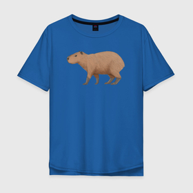 Мужская футболка хлопок Oversize с принтом Капибара на пути к цели в Екатеринбурге, 100% хлопок | свободный крой, круглый ворот, “спинка” длиннее передней части | animal | capybara | meme | memes | sweethuman | sweethumen | абстракция | арт | графика | животное | искусство | капибара | мем | мемы | разноцветный | сюрреализм | узоры | цвета