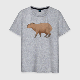 Мужская футболка хлопок с принтом Капибара на пути к цели в Белгороде, 100% хлопок | прямой крой, круглый вырез горловины, длина до линии бедер, слегка спущенное плечо. | Тематика изображения на принте: animal | capybara | meme | memes | sweethuman | sweethumen | абстракция | арт | графика | животное | искусство | капибара | мем | мемы | разноцветный | сюрреализм | узоры | цвета
