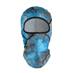 Балаклава 3D с принтом Растрескавшаяся поверхность голубого цвета в Новосибирске, 100% полиэстер, ткань с особыми свойствами — Activecool | плотность 150–180 г/м2; хорошо тянется, но при этом сохраняет форму. Закрывает шею, вокруг отверстия для глаз кайма. Единый размер | abstraction | cracks | surface | textura | абстракция | поверхность | текстура | трещины