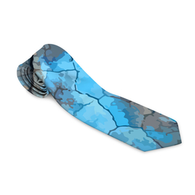 Галстук 3D с принтом Растрескавшаяся поверхность голубого цвета в Курске, 100% полиэстер | Длина 148 см; Плотность 150-180 г/м2 | abstraction | cracks | surface | textura | абстракция | поверхность | текстура | трещины