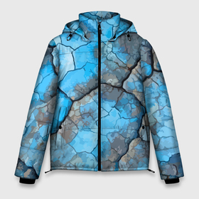 Мужская зимняя куртка 3D с принтом Растрескавшаяся поверхность голубого цвета в Курске, верх — 100% полиэстер; подкладка — 100% полиэстер; утеплитель — 100% полиэстер | длина ниже бедра, свободный силуэт Оверсайз. Есть воротник-стойка, отстегивающийся капюшон и ветрозащитная планка. 

Боковые карманы с листочкой на кнопках и внутренний карман на молнии. | abstraction | cracks | surface | textura | абстракция | поверхность | текстура | трещины