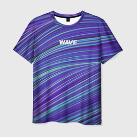 Мужская футболка 3D с принтом Абстрактные волны Wave   синие в Санкт-Петербурге, 100% полиэфир | прямой крой, круглый вырез горловины, длина до линии бедер | techno | wave | waves | абстракция | волны | кислота | техно