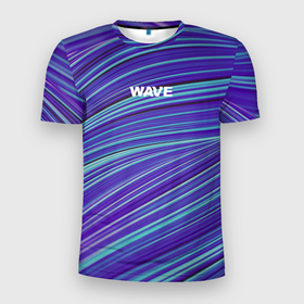 Мужская футболка 3D Slim с принтом Абстрактные волны Wave   синие в Екатеринбурге, 100% полиэстер с улучшенными характеристиками | приталенный силуэт, круглая горловина, широкие плечи, сужается к линии бедра | techno | wave | waves | абстракция | волны | кислота | техно