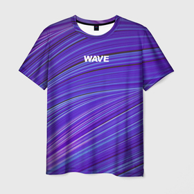 Мужская футболка 3D с принтом Абстрактные волны Wave   фиолетовые в Тюмени, 100% полиэфир | прямой крой, круглый вырез горловины, длина до линии бедер | 