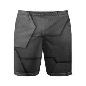 Мужские шорты спортивные с принтом Черные геометрические фигуры в трехмерном пространстве ,  |  | Тематика изображения на принте: 3д | геометрия | пространство | трехмерное | фигуры