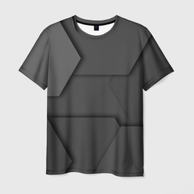 Мужская футболка 3D с принтом Черные геометрические фигуры в трехмерном пространстве , 100% полиэфир | прямой крой, круглый вырез горловины, длина до линии бедер | 3д | геометрия | пространство | трехмерное | фигуры