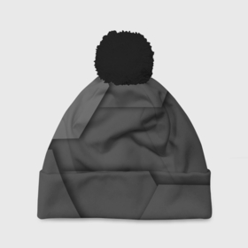Шапка 3D c помпоном с принтом Черные геометрические фигуры в трехмерном пространстве в Тюмени, 100% полиэстер | универсальный размер, печать по всей поверхности изделия | 3д | геометрия | пространство | трехмерное | фигуры