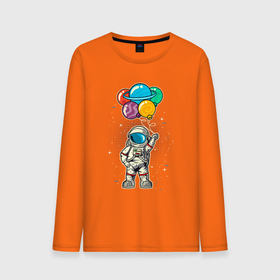 Мужской лонгслив хлопок с принтом Космонавт на воздушных шариках в Новосибирске, 100% хлопок |  | Тематика изображения на принте: астронавт | воздушные шарики | космонавт | космос | шарики
