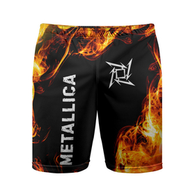Мужские шорты спортивные с принтом Metallica и пылающий огонь в Белгороде,  |  | 