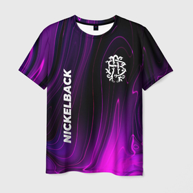 Мужская футболка 3D с принтом Nickelback violet plasma , 100% полиэфир | прямой крой, круглый вырез горловины, длина до линии бедер | 