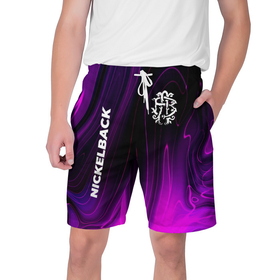 Мужские шорты 3D с принтом Nickelback violet plasma в Белгороде,  полиэстер 100% | прямой крой, два кармана без застежек по бокам. Мягкая трикотажная резинка на поясе, внутри которой широкие завязки. Длина чуть выше колен | 