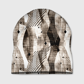Шапка 3D с принтом Абстрактный гранжевый коричнево бежевый в Новосибирске, 100% полиэстер | универсальный размер, печать по всей поверхности изделия | abstract | black | brown | brown beige | fashiona | geometric | grunge | lines | mesh | shapes | striped | stripes | white | абстрактный | белый | геометрический | гранжевый | коричнево бежевый | коричневый | линии | модный | молодежный | полосатый