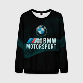 Мужской свитшот 3D с принтом BMW Motosport theam в Новосибирске, 100% полиэстер с мягким внутренним слоем | круглый вырез горловины, мягкая резинка на манжетах и поясе, свободная посадка по фигуре | Тематика изображения на принте: bmw | bmw motosport | автомобили | бмв | бмв мотоспорт