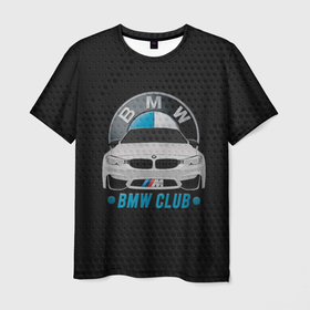 Мужская футболка 3D с принтом BMW club carbon в Курске, 100% полиэфир | прямой крой, круглый вырез горловины, длина до линии бедер | bmw | автомобили | бмв клуб | любители бмв | марки машин