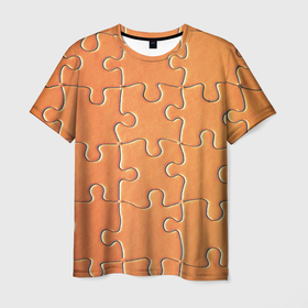 Мужская футболка 3D с принтом Пазлы   паттерн , 100% полиэфир | прямой крой, круглый вырез горловины, длина до линии бедер | minimalism | pattern | puzzle | texture | минимализм | пазлы | паттерн | текстура