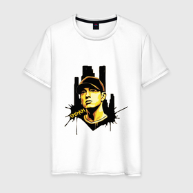 Мужская футболка хлопок с принтом Eminem rap black в Новосибирске, 100% хлопок | прямой крой, круглый вырез горловины, длина до линии бедер, слегка спущенное плечо. | Тематика изображения на принте: black | hip hop | marshall mathers | rap | маршалл мазерс | рэп | хип хоп | черный