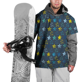 Накидка на куртку 3D с принтом Парад звезд на синем фоне в Тюмени, 100% полиэстер |  | star | звезда | звездный | звездочки | паттерн