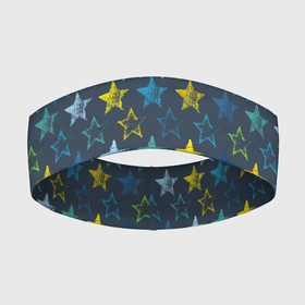 Повязка на голову 3D с принтом Парад звезд на синем фоне в Курске,  |  | Тематика изображения на принте: star | звезда | звездный | звездочки | паттерн