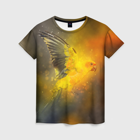 Женская футболка 3D с принтом Солнечная аратинга Полет птицы в Екатеринбурге, 100% полиэфир ( синтетическое хлопкоподобное полотно) | прямой крой, круглый вырез горловины, длина до линии бедер | 