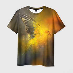 Мужская футболка 3D с принтом Солнечная аратинга Полет птицы в Екатеринбурге, 100% полиэфир | прямой крой, круглый вырез горловины, длина до линии бедер | 