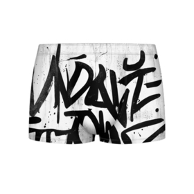 Мужские трусы 3D с принтом Крупные граффити надписи в Кировске, 50% хлопок, 50% полиэстер | классическая посадка, на поясе мягкая тканевая резинка | black | graffiti | grunge | letters | paint | splashes | street | style | text | white | young | белый | брызги | буквы | гранж | граффити | краска | молодежный | надписи | разводы | стиль | текст | уличный | черный