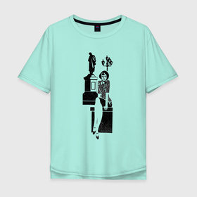Мужская футболка хлопок Oversize с принтом Ожидание встречи в Новосибирске, 100% хлопок | свободный крой, круглый ворот, “спинка” длиннее передней части | Тематика изображения на принте: женщина | любовь | поэзия | романтика | свидание