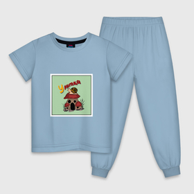 Детская пижама хлопок с принтом Улитка на грибах в Тюмени, 100% хлопок |  брюки и футболка прямого кроя, без карманов, на брюках мягкая резинка на поясе и по низу штанин
 | Тематика изображения на принте: 