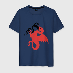 Мужская футболка хлопок с принтом Змея против дракона , 100% хлопок | прямой крой, круглый вырез горловины, длина до линии бедер, слегка спущенное плечо. | битва | бой | драка | дракон | змей | змея | миф | эпичный | эпос