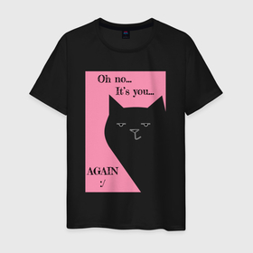 Мужская футболка хлопок с принтом Опять ты в Белгороде, 100% хлопок | прямой крой, круглый вырез горловины, длина до линии бедер, слегка спущенное плечо. | кот | кошка | мем | надпись | прикол | текст | шутка