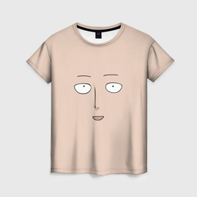 Женская футболка 3D с принтом One Punch man Saitama face , 100% полиэфир ( синтетическое хлопкоподобное полотно) | прямой крой, круглый вырез горловины, длина до линии бедер | 