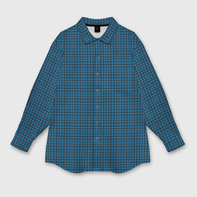 Мужская рубашка oversize 3D с принтом Темно синий клетчатый узор в Санкт-Петербурге,  |  | 