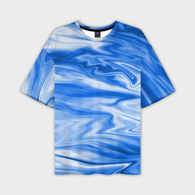 Мужская футболка oversize 3D с принтом Бело синий абстрактный фон Волны в Санкт-Петербурге,  |  | 