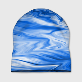 Шапка 3D с принтом Бело синий абстрактный фон Волны в Екатеринбурге, 100% полиэстер | универсальный размер, печать по всей поверхности изделия | Тематика изображения на принте: 