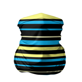 Бандана-труба 3D с принтом Желто голубые полосы на черном фоне в Санкт-Петербурге, 100% полиэстер, ткань с особыми свойствами — Activecool | плотность 150‒180 г/м2; хорошо тянется, но сохраняет форму | 