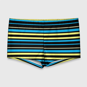 Мужские купальные плавки 3D с принтом Желто голубые полосы на черном фоне , Полиэстер 85%, Спандекс 15% |  | Тематика изображения на принте: 