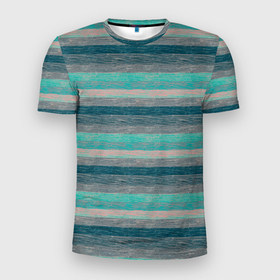 Мужская футболка 3D Slim с принтом Серые, зеленые полосы с текстурой дерева в Белгороде, 100% полиэстер с улучшенными характеристиками | приталенный силуэт, круглая горловина, широкие плечи, сужается к линии бедра | 