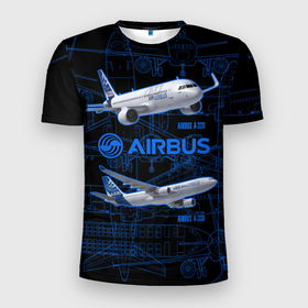 Мужская футболка 3D Slim с принтом Airbus A320 в Курске, 100% полиэстер с улучшенными характеристиками | приталенный силуэт, круглая горловина, широкие плечи, сужается к линии бедра | airbus a320 | aircraft | drawings | fly | medium haul | narrow body | летит | самоллет | среднемагистральный | узкофюзеляжный | чертежи