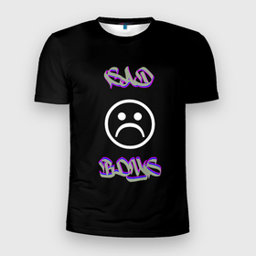 Мужская футболка 3D Slim с принтом Sad boys лого в Кировске, 100% полиэстер с улучшенными характеристиками | приталенный силуэт, круглая горловина, широкие плечи, сужается к линии бедра | 