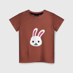 Детская футболка хлопок с принтом Мордочка белого зайца в Санкт-Петербурге, 100% хлопок | круглый вырез горловины, полуприлегающий силуэт, длина до линии бедер | 