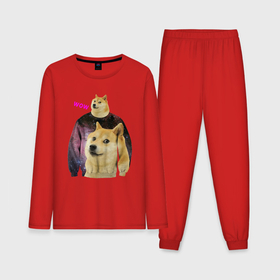Мужская пижама с лонгсливом хлопок с принтом Пёсик Доге в свитере с пёсиком Доге в Курске,  |  | Тематика изображения на принте: 