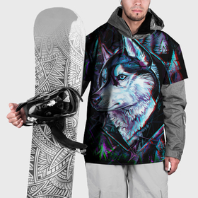 Накидка на куртку 3D с принтом Волк   глитч в Курске, 100% полиэстер |  | 
