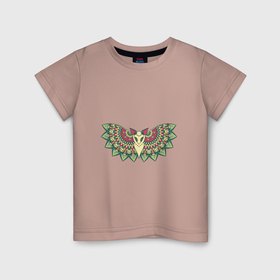Детская футболка хлопок с принтом Совиная бабочка в Екатеринбурге, 100% хлопок | круглый вырез горловины, полуприлегающий силуэт, длина до линии бедер | 